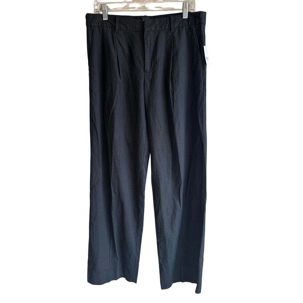 Gap 365 TALL Low Rise Linen Blend Trousers Pants Black 10 713962 NEW - Picture 3 of 12